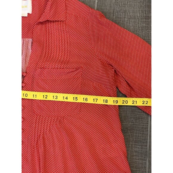 Anthropologie Maeve Shirt Small Blouse Polka Dot Matilda Red Long Sleeve - Picture 9 of 13